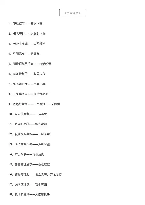 四大名著中的歇后语：看了就懂,懂了就乐