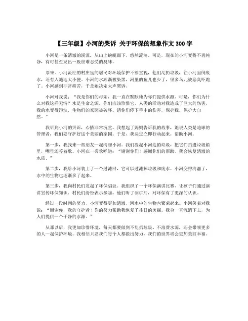 【三年级】小河的哭诉 关于环保的想象作文300字