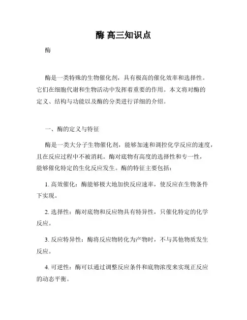 酶 高三知识点