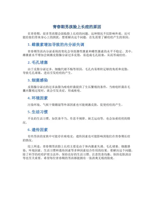 青春期的男孩儿脸上长痘是什么原因