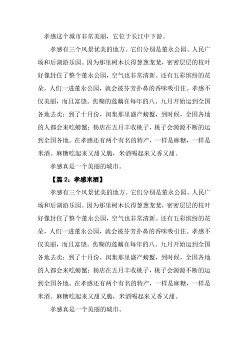 孝感米酒作文写事