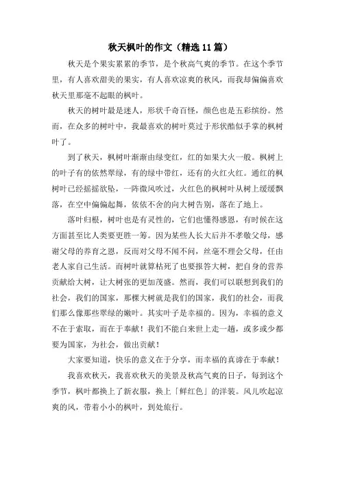秋天枫叶的作文(11篇)