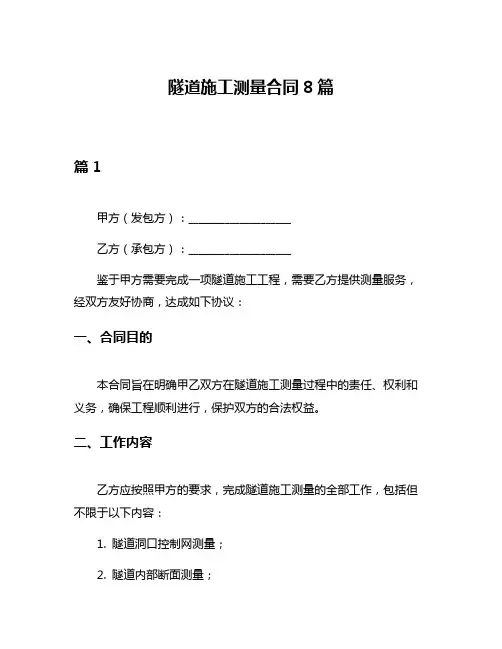 隧道施工测量合同8篇