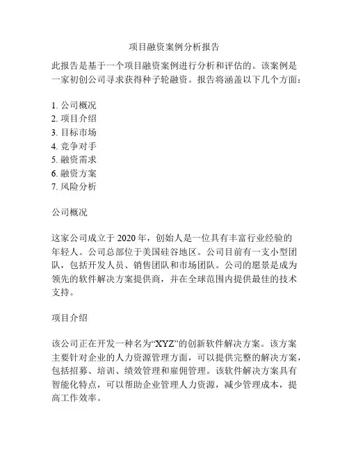 项目融资案例分析报告