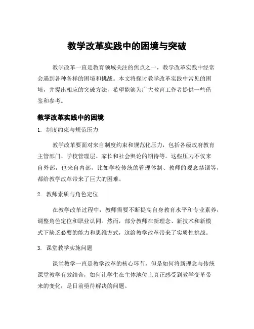 教学改革实践中的困境与突破