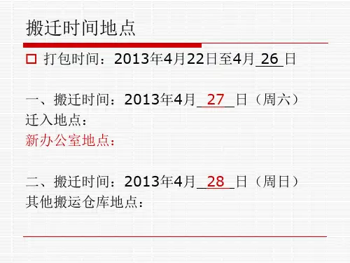 办公室搬迁安排ppt课件