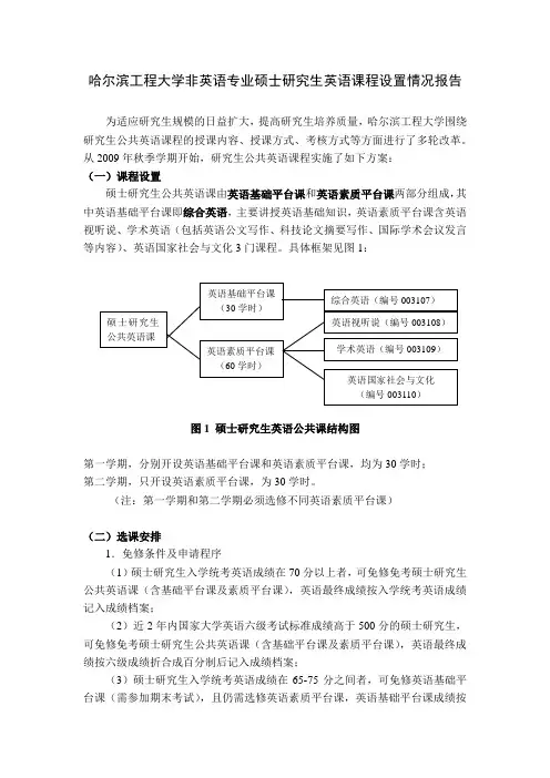 哈尔滨工程大学非英语专业硕士研究生英语课程设置情况报告