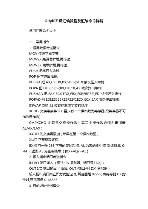 OllyICE反汇编教程及汇编命令详解