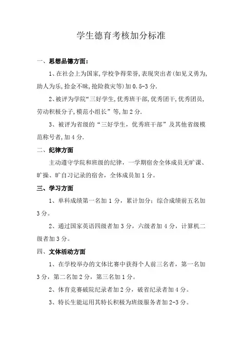 德育分评分标准