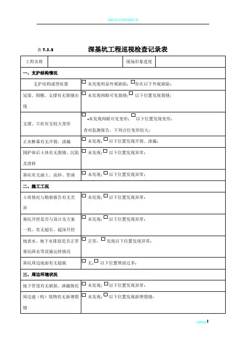 深基坑工程日常巡视检查记录表