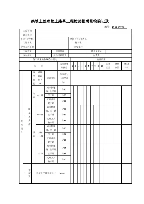 D-01-00-05换填土处理软土路基工程检验批质量检验记录