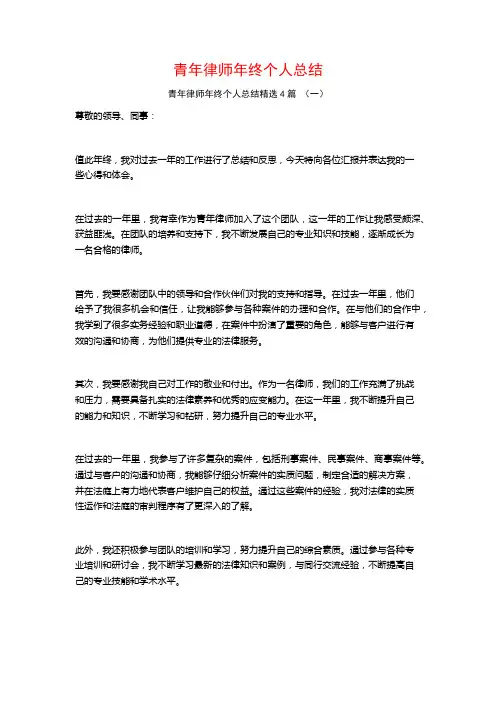 青年律师年终个人总结4篇