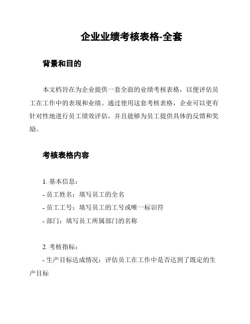 企业业绩考核表格-全套