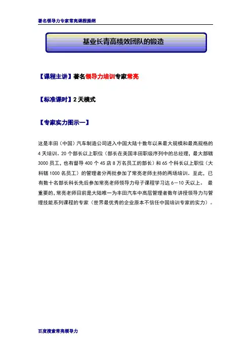 常亮领导力：基业长青高绩效团队的锻造