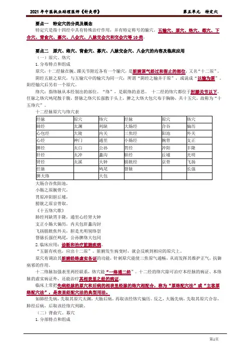 中医助理医师《针灸学》第五单元 特定穴