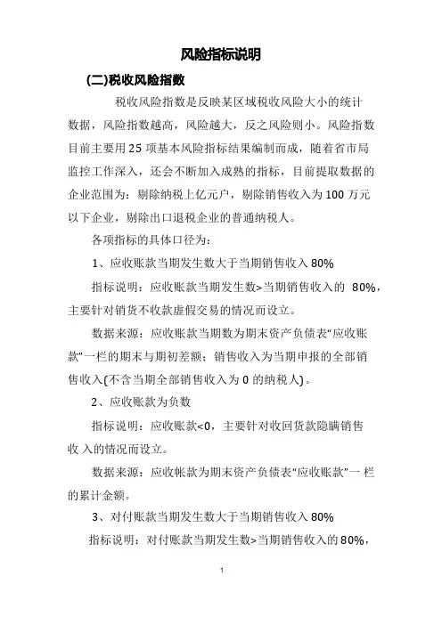 财务风险指标说明
