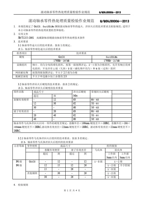 轴承零件热处理检验规范