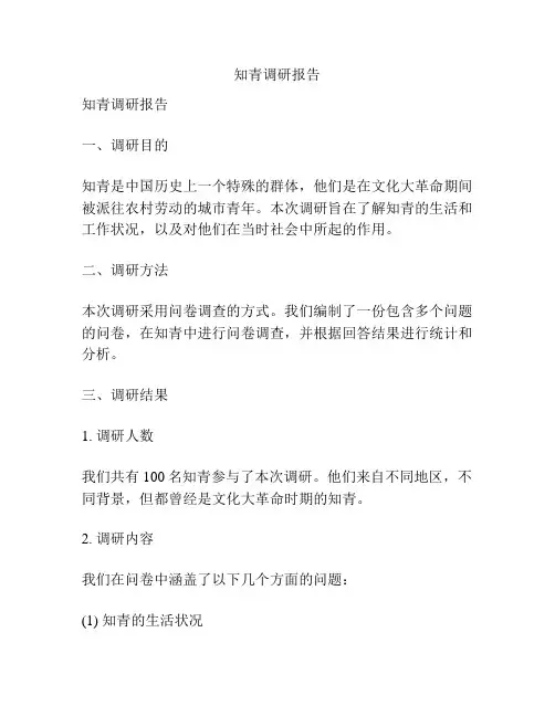 知青调研报告