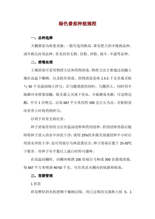 绿色番茄种植规程