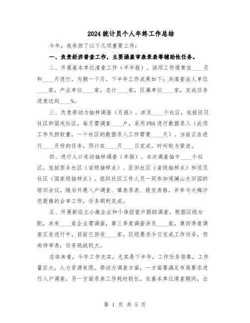 2024统计员个人年终工作总结（3篇）