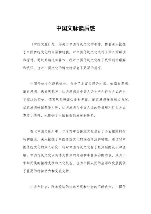 中国文脉读后感