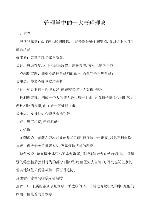 管理学中的十大管理理念