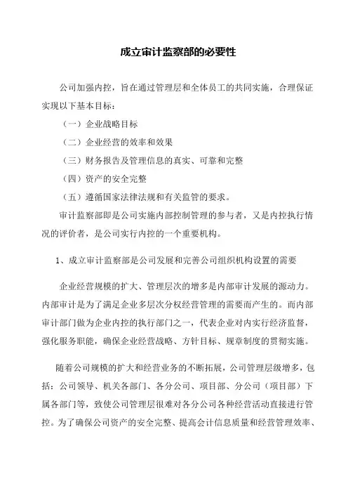 成立审计监察部的必要性