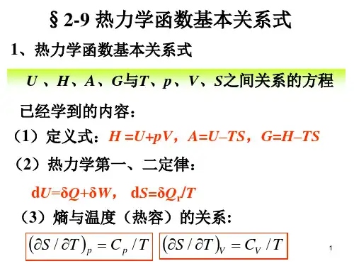 物理化学(机材类第四版,ppt课件)2.9 热力学基本关系式