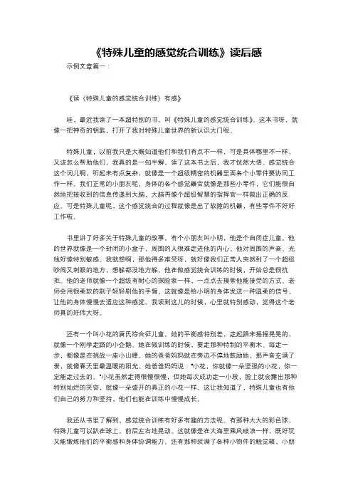 《特殊儿童的感觉统合训练》读后感