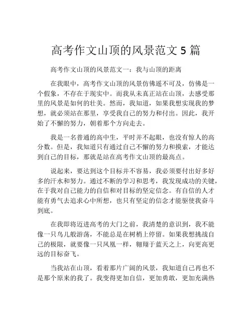 高考作文山顶的风景范文5篇
