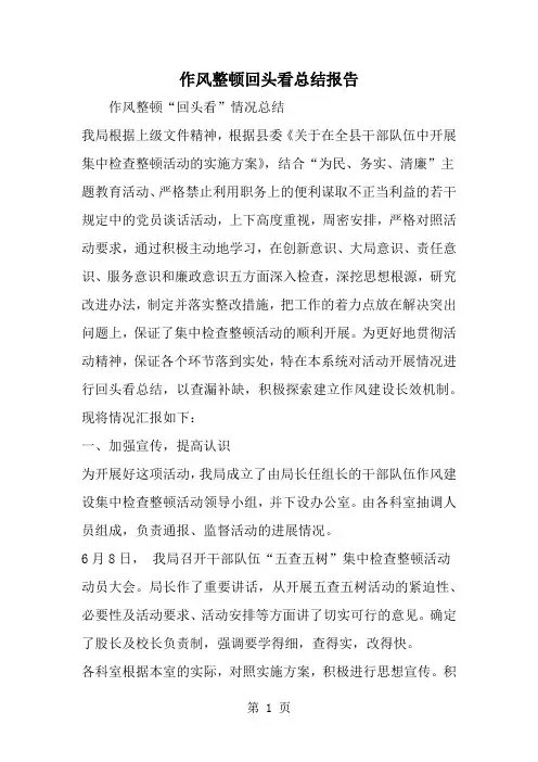 作风整顿回头看总结报告精品文档6页