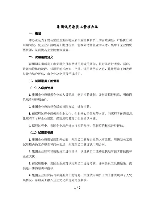 集团试用期员工管理办法