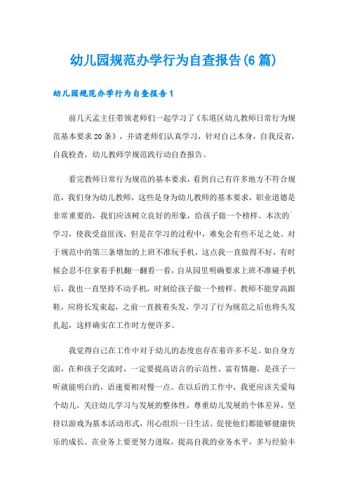 幼儿园规范办学行为自查报告(6篇)