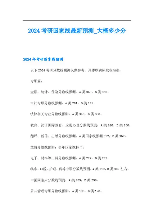 2024考研国家线最新预测_大概多少分