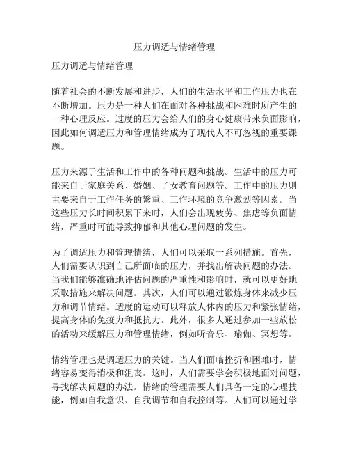 压力调适与情绪管理