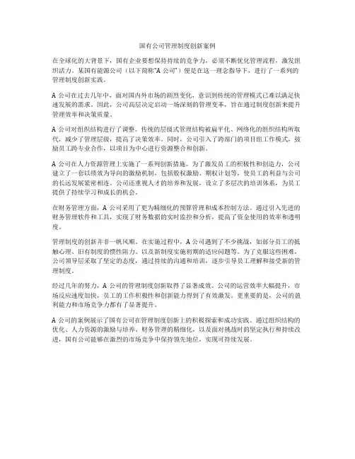 国有公司管理制度创新案例