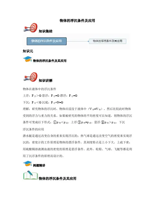 《初中物理》物体的浮沉条件及应用