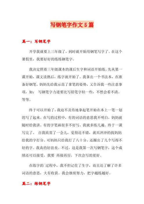 写钢笔字作文5篇