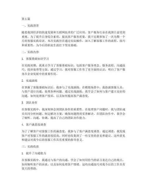 做客服实践总结报告范文(3篇)