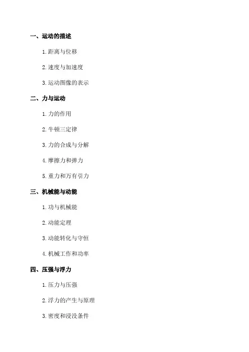 初中九年级物理总复习提纲