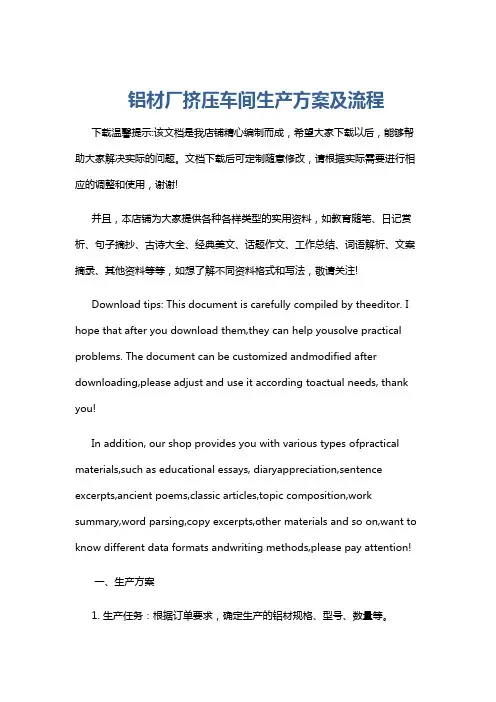 铝材厂挤压车间生产方案及流程