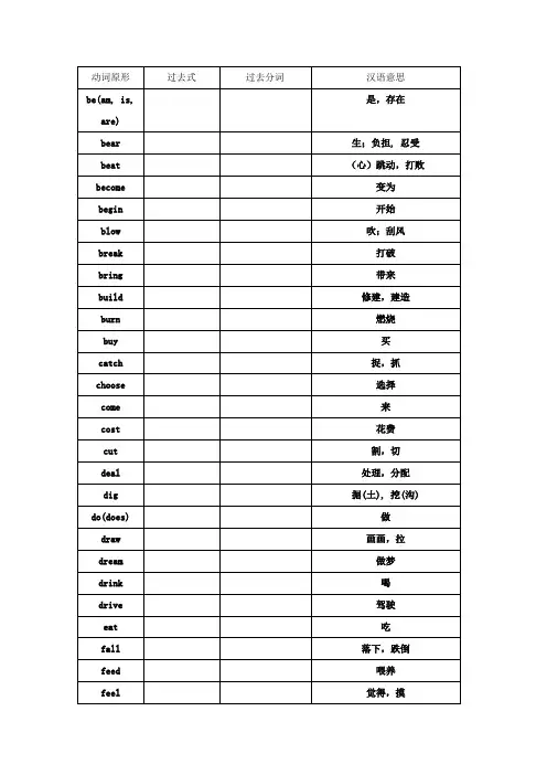 高考前不规则动词表