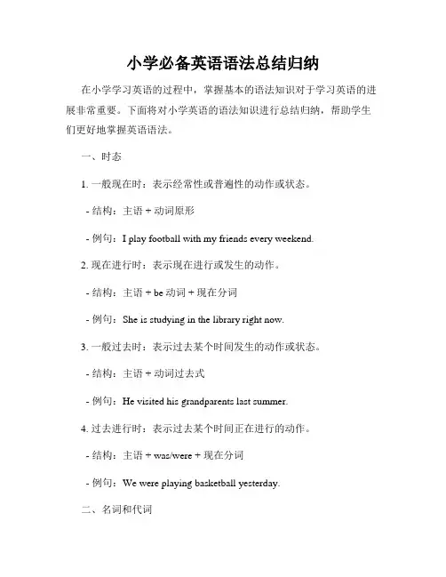小学必备英语语法总结归纳