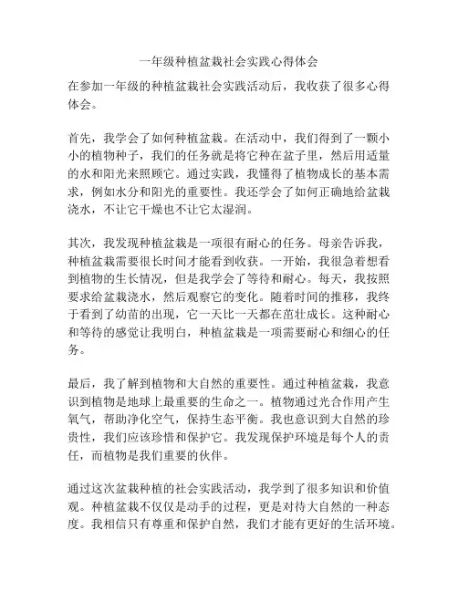 一年级种植盆栽社会实践心得体会