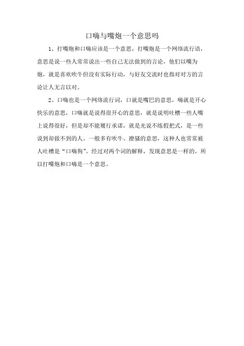 口嗨与嘴炮一个意思吗