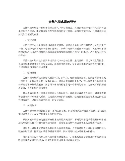 天然气脱水塔的设计