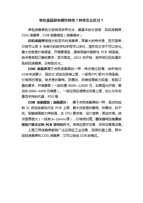 单色液晶屏有哪些种类？种类怎么区分？