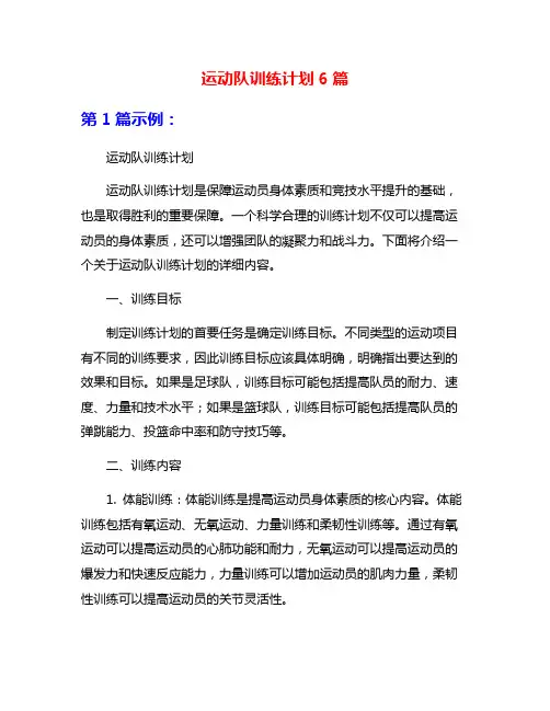 运动队训练计划6篇
