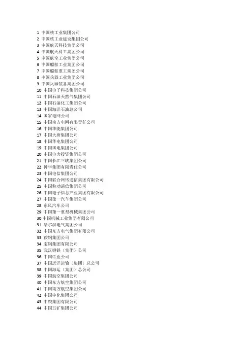 112家央企名录