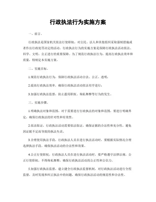 行政执法行为实施方案